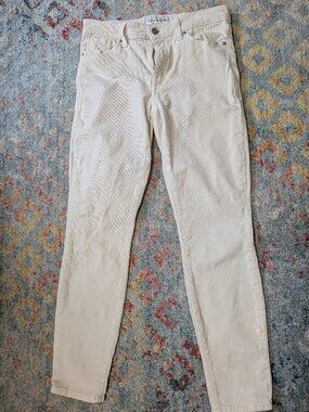 Lucky Brand Ava Skinny Womens Beige Cream Fine Corduroy Pants sz 27